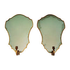 Fabulous Large Pair of 1920s Venetian Mirrored Sconces