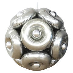 Large Sculptural, 1970s Italian Chrome Orb Chandelier