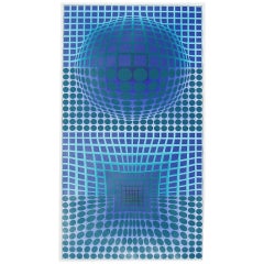 Large Signed 1970's Victor Vasarely Lithograph