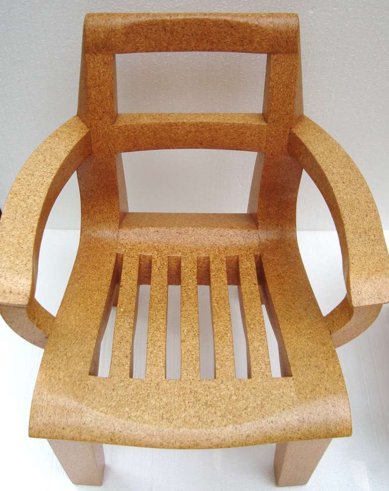 20th Century Sculptural Kevin Walz Solid Cork Lounge Chair and Ottoman, 1997