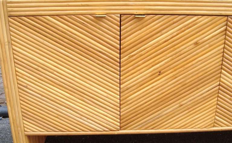 Geometric 1970s Italian Bamboo Credenza In Excellent Condition In Washington, DC