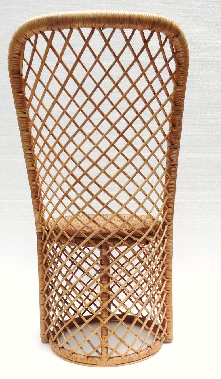 Set of Six 1970s French Woven Rattan Dining Chairs 2