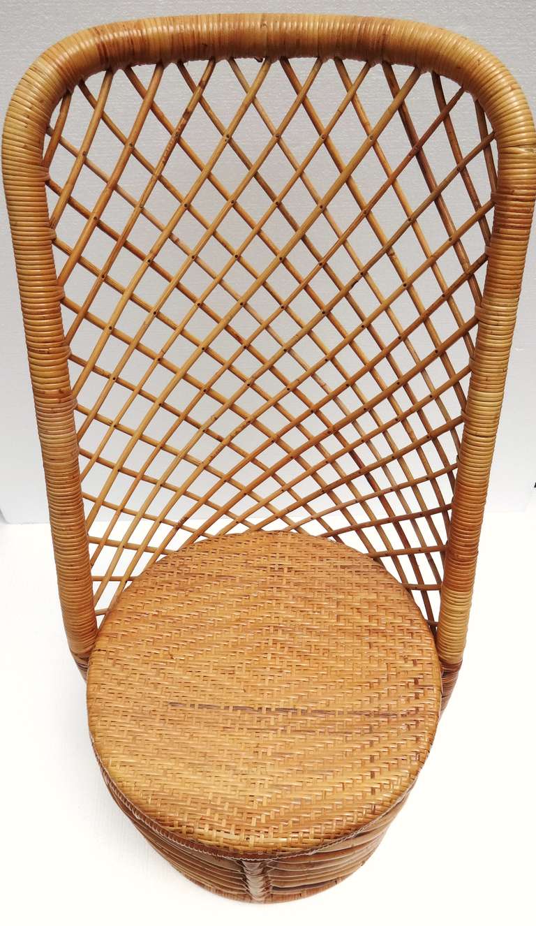Set of Six 1970s French Woven Rattan Dining Chairs 3