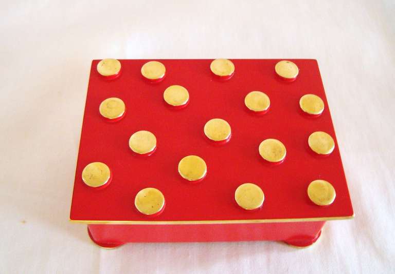 1950's Austrian Enameled Brass Box After Carl Aubock In Excellent Condition In Washington, DC