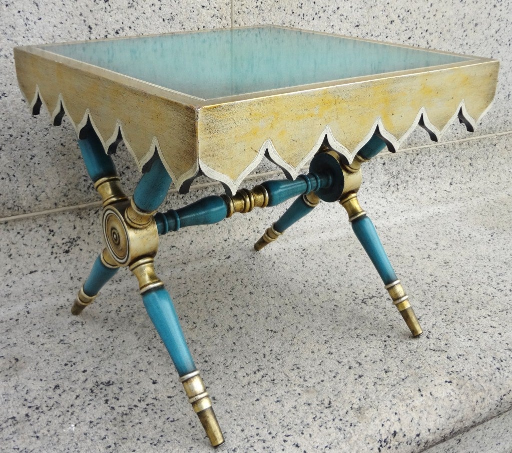 American Chic 1940's Painted Cocktail Table After Dorothy Draper