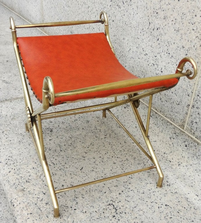 Architectural 1950s Italian Brass Bench In Excellent Condition For Sale In Washington, DC