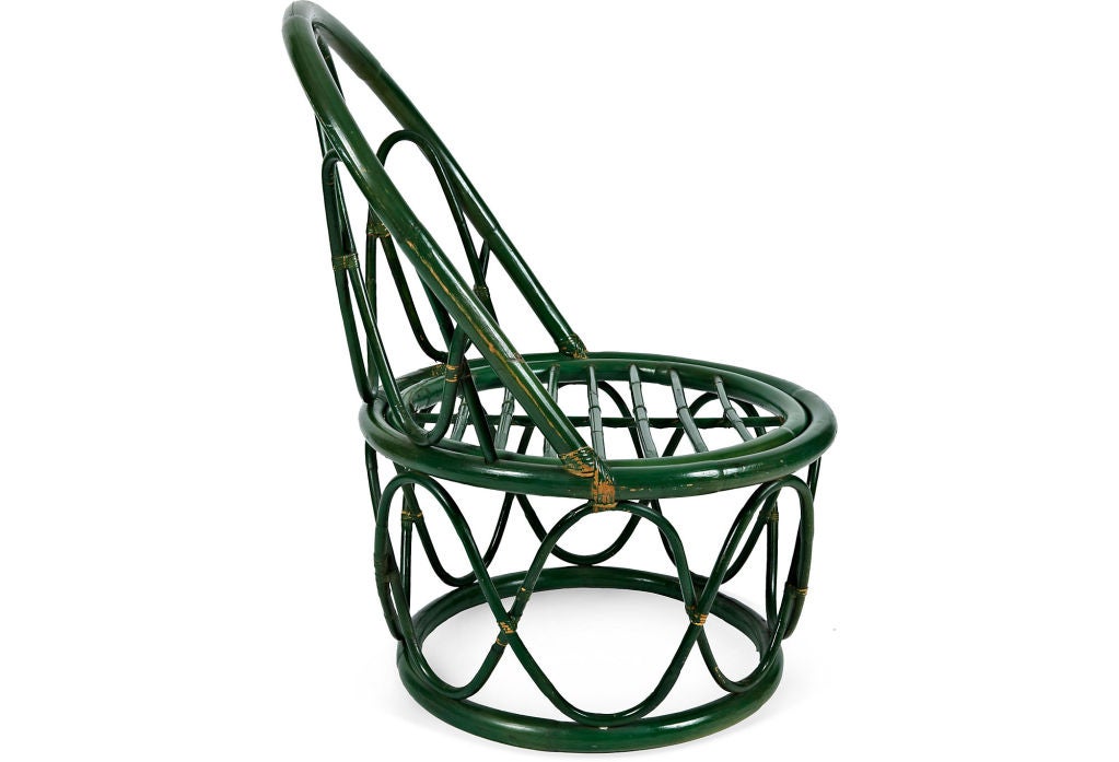 Pair of 1950's French Painted Rattan Side Chairs