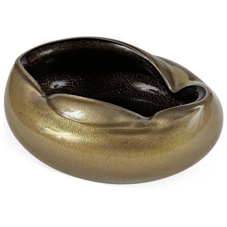Sculptural 1950s Venini Murano Glass Bowl For Sale