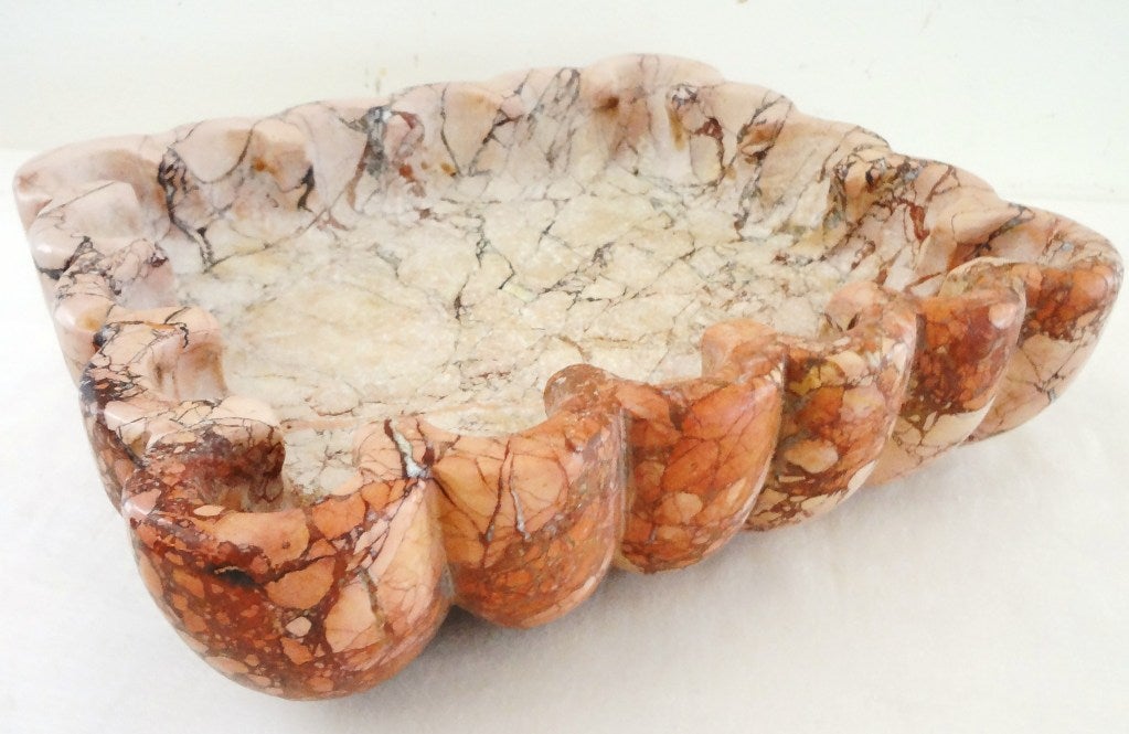 Sublime 1940's French Carved Rouge Marble Bowl