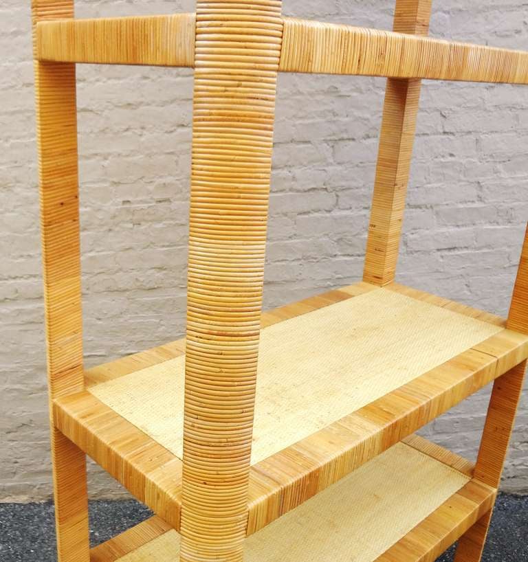 American 1970's Bielecky Brothers Rattan Wrapped Etagere