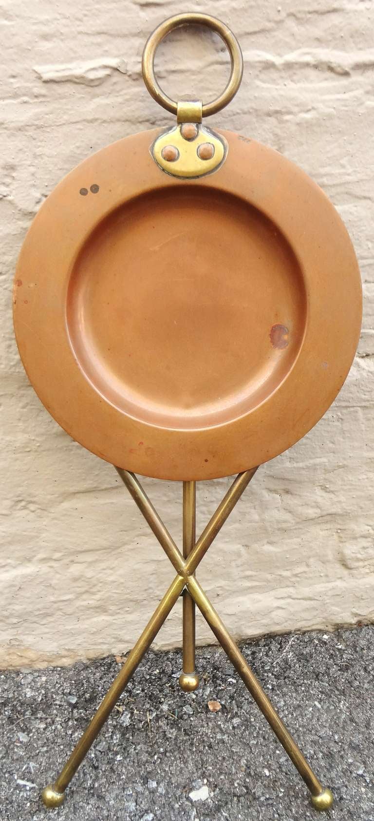 Chic 1960's Valenti Italian Brass and Copper Campaign Table For Sale 1