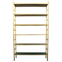 1970's Billy Baldwin Brass and Green Lacquer Etagere