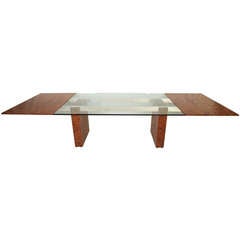 Large 1960s Custom Vladimir Kagan, Burlwood and Chrome Dining Table