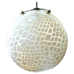 Monumental 1970s Italian Murano Glass and Steel Orb Chandelier