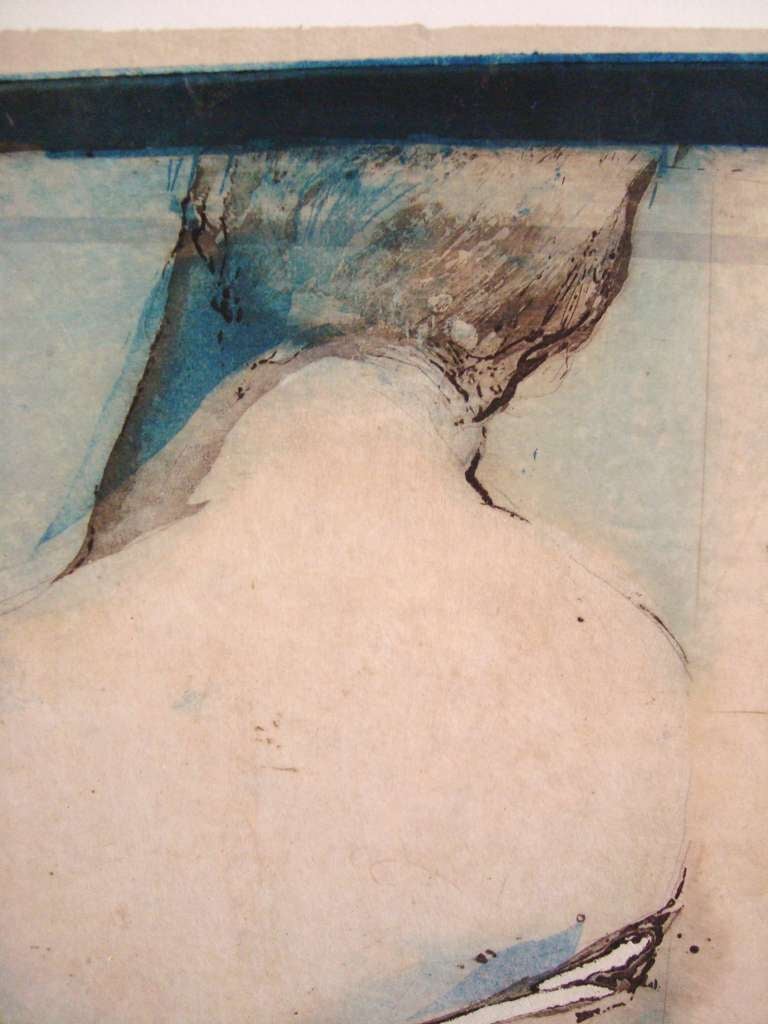 Figural Hand Colored Etching, S. Canini, France, 1997