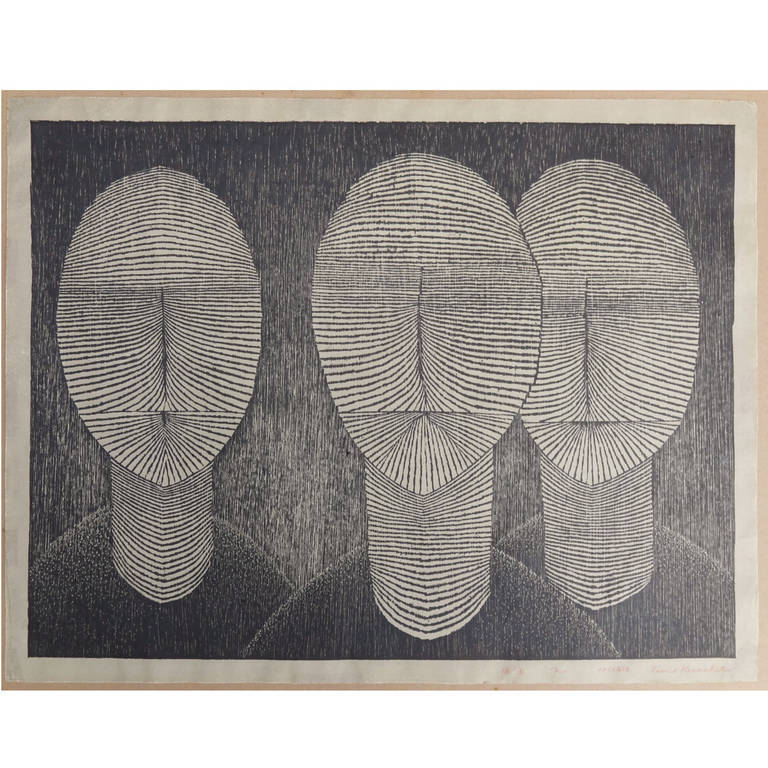 Modernist Tomio Kinoshita Japanese woodblock print, 1957.