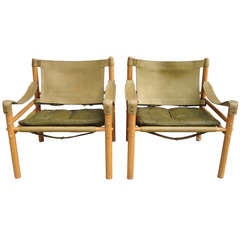 Pair of 1960's Arne Norell Leather Chairs, Collection of Drew Barrymore