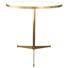 1950's Paul McCobb White Glass and Brass Cigarette Table