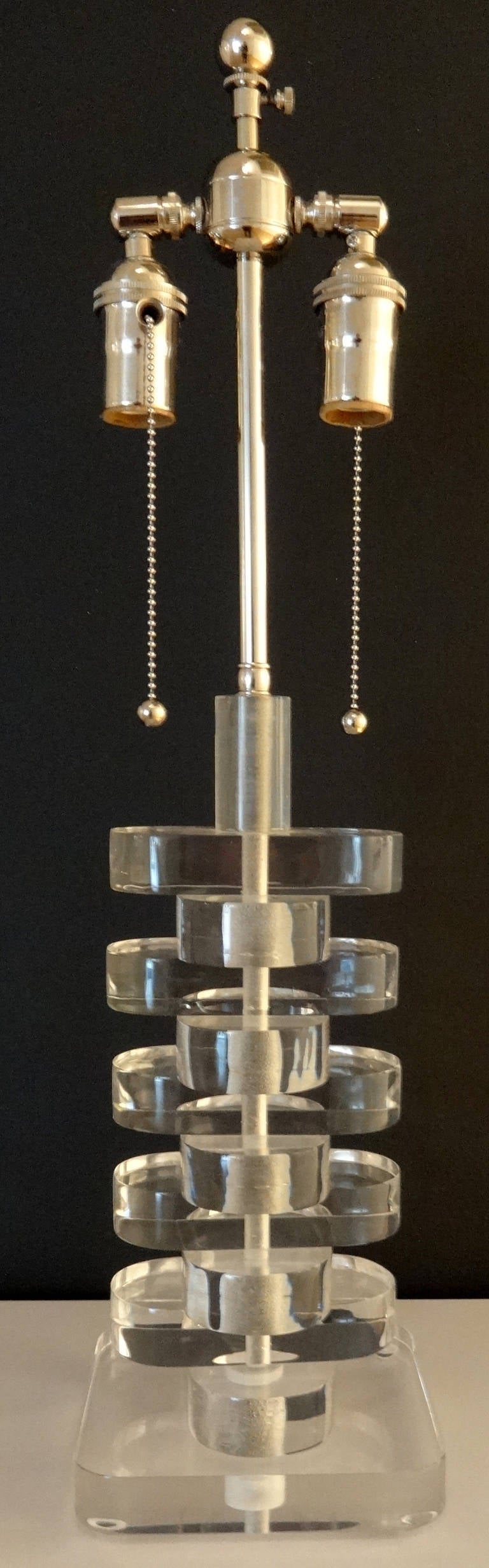Pair of 1970s Lucite Table Lamps after Karl Springer