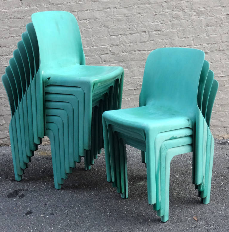 Set of 12 1970's Italian Vico Magistretti Chairs for Artemide