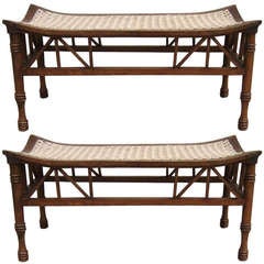 Rare Pair of Liberty & Co. Long Form Thebes Stools, C. 1910