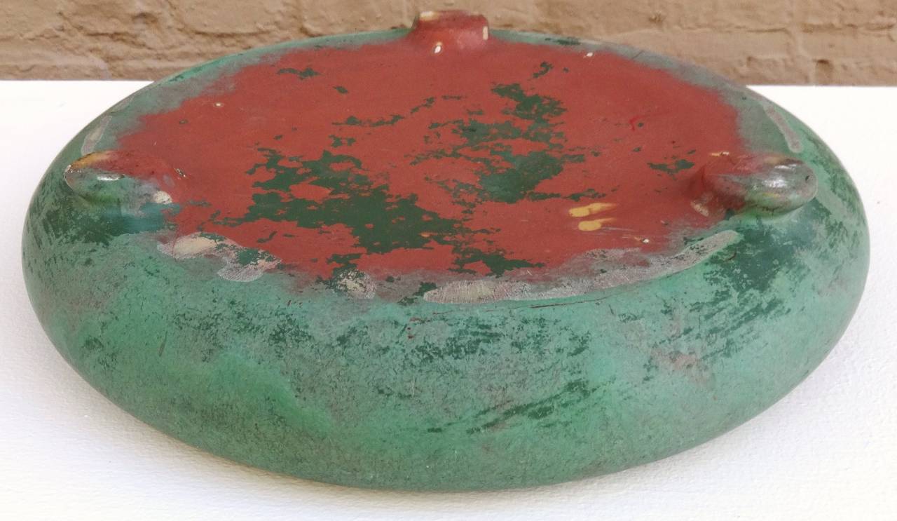 Set of Three Arts and Crafts Matte Green Pottery Stacking Bowls, circa 1915 1