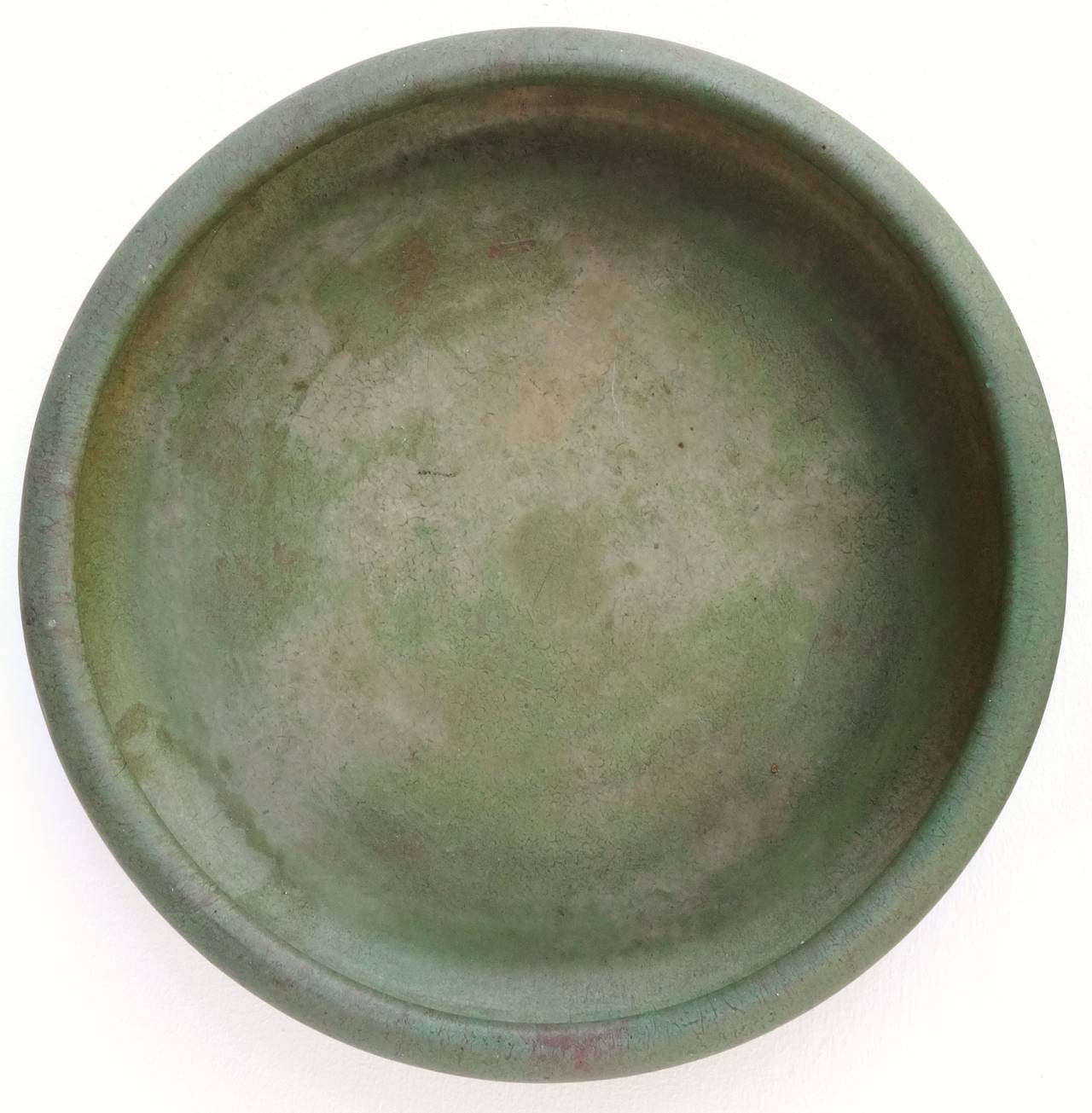 American Set of Three Arts and Crafts Matte Green Pottery Stacking Bowls, circa 1915