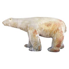 Large 1950s Art Pottery Polar Bear Sculpture