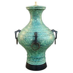 Monumental 1950's Italian Art Pottery Table Lamp 3