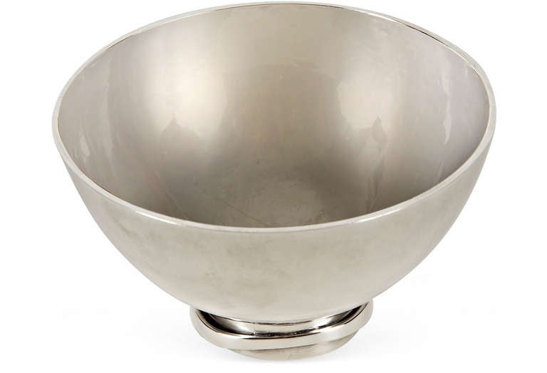 Modernist 1970s Studio Hammered Sterling Silver Bowl