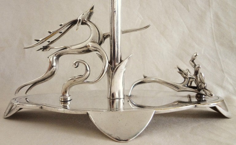 German Stunning Pair of 1920s Art Deco Silver Sculptures, H. Ottmann For Sale