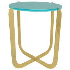 Chic 1970's Italian Bronze and Sandblasted Glass Drinks Table