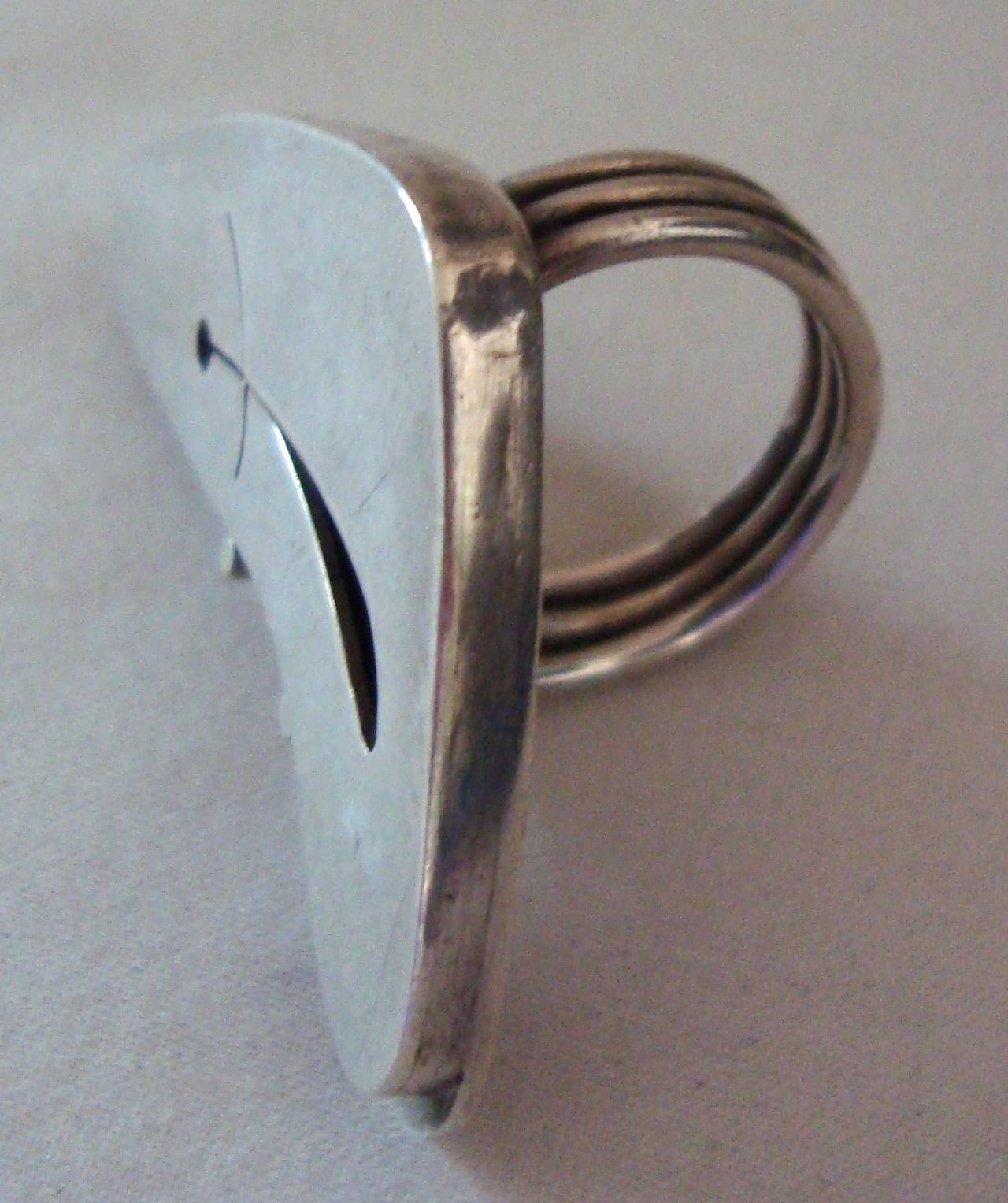 American Modernist 1950s Ed Wiener Sterling Silver Ring For Sale