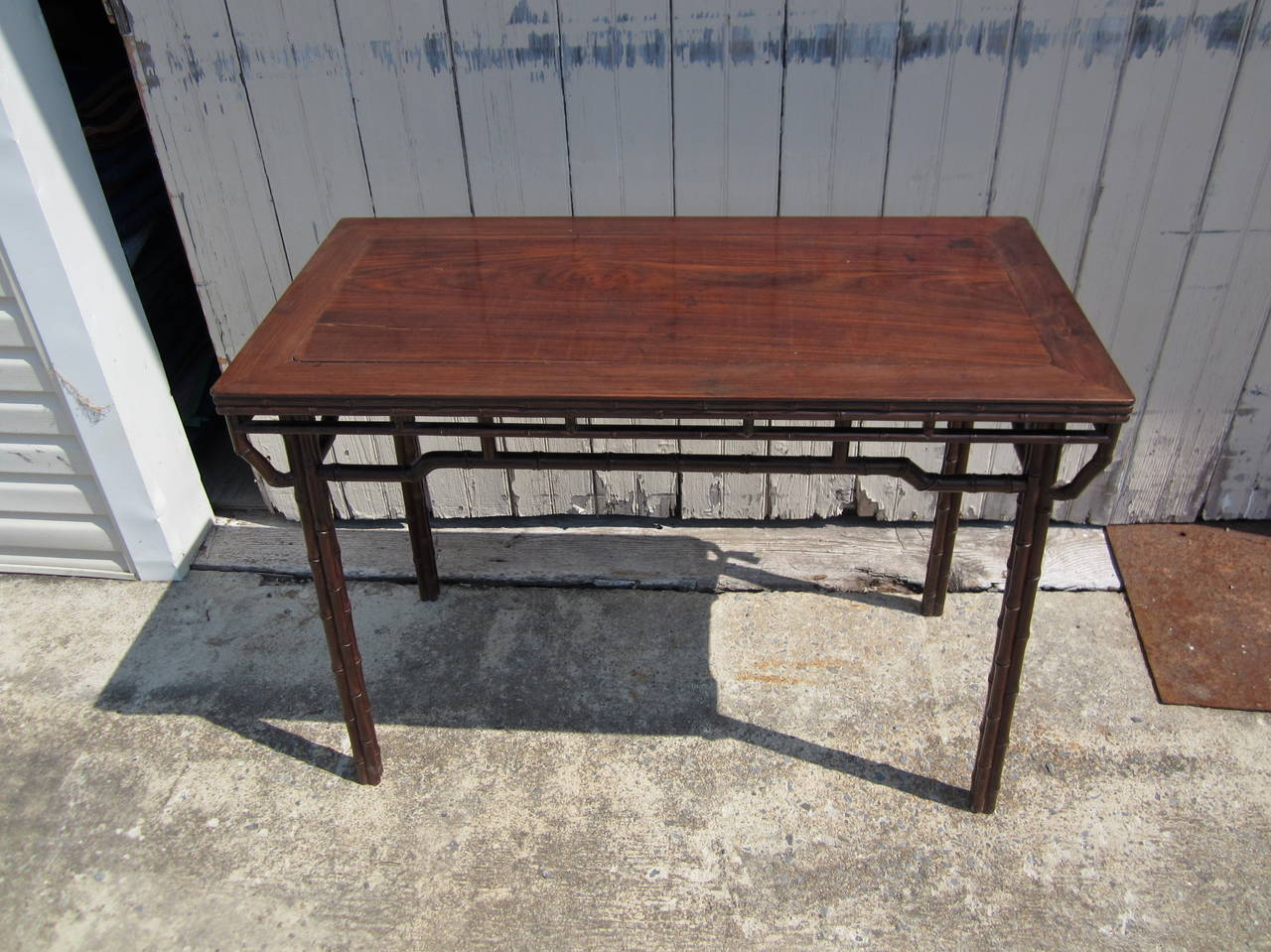 Asian 19th Century Chinese Carved Faux Bamboo Console Table 
