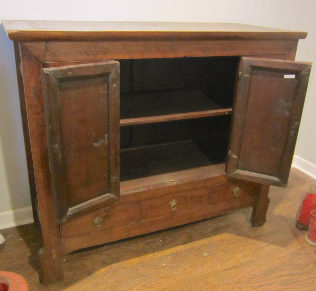 Walnut Gansu Two-Door Cabinet In Excellent Condition In Washington, DC