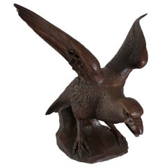 Carved Wood Black Forest Eagle