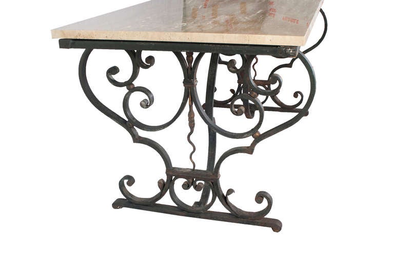 Decorative Cast Iron Table Base with a new Granite Top