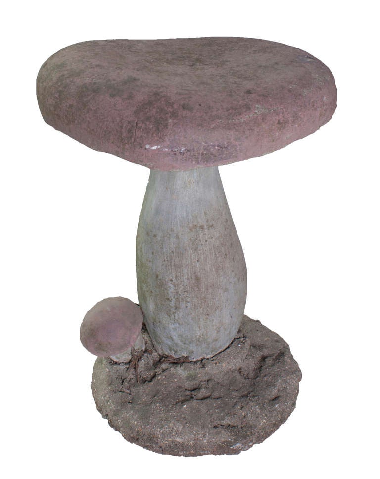 Set Of Three Faux Bois Garden Stools in The Form of Mushrooms with Beautiful Patina.
one at 16