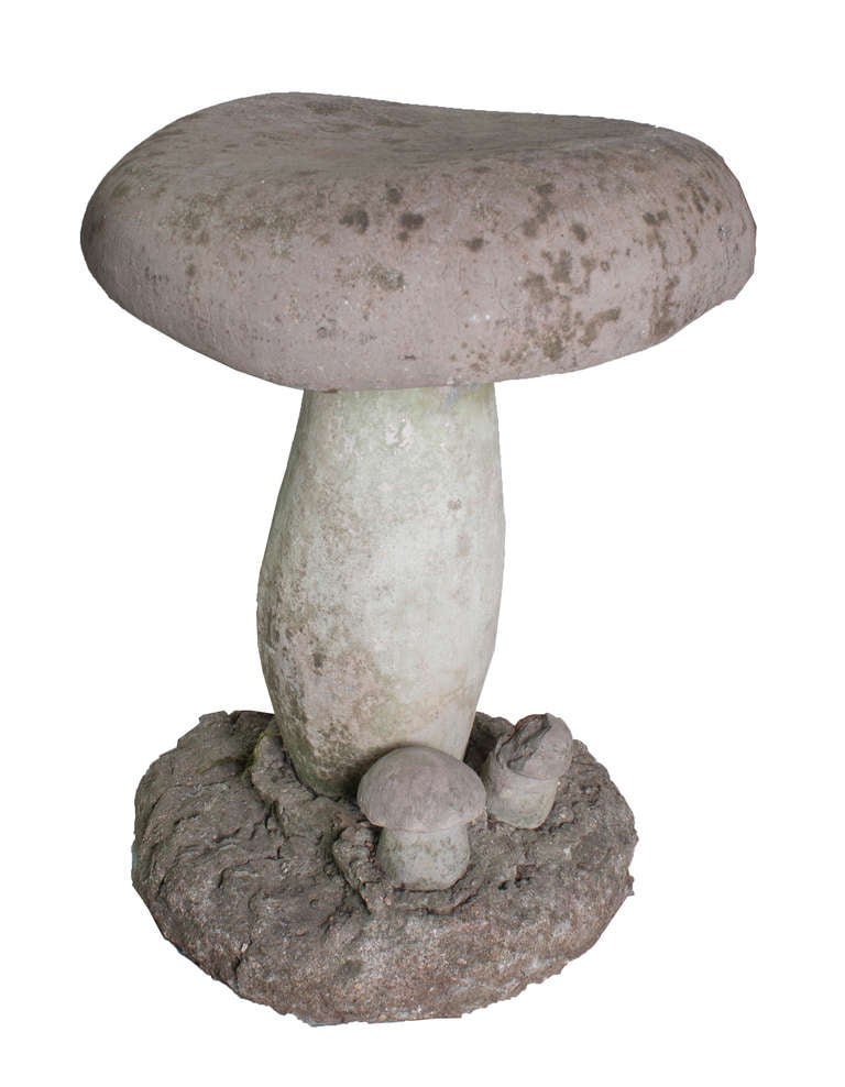 French Set of Three Faux Bois Garden Stools in The Form of Mushrooms