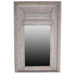 Grey Painted Carved Wood Trumeau Mirror 4