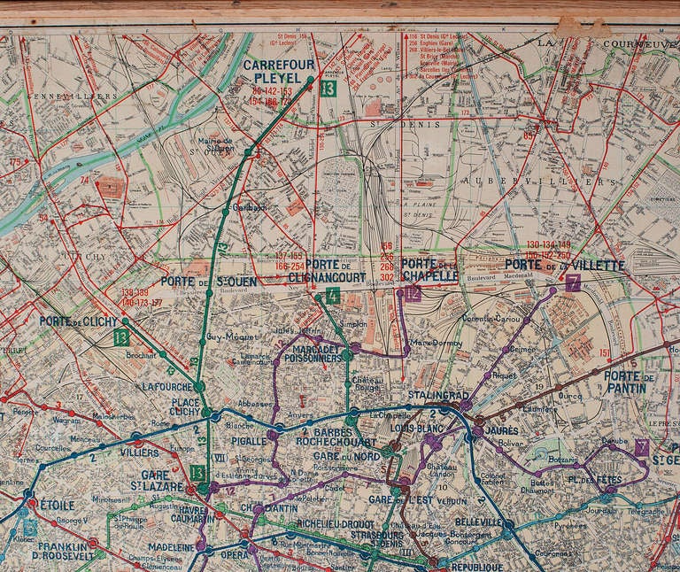 Double Faces Paris Metro Map In Good Condition In Washington, DC