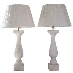 Pair of Composite Stone Baluster Table Lamps 7