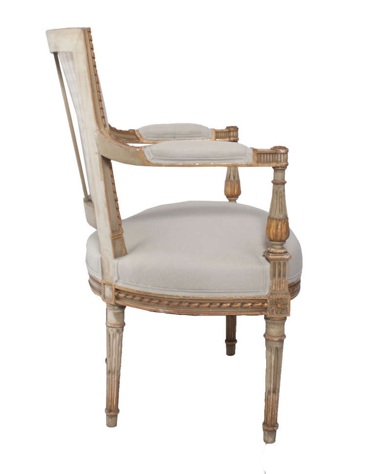 Set of Four Painted and Gilt Napoleon III Fauteuils In Excellent Condition For Sale In Washington, DC