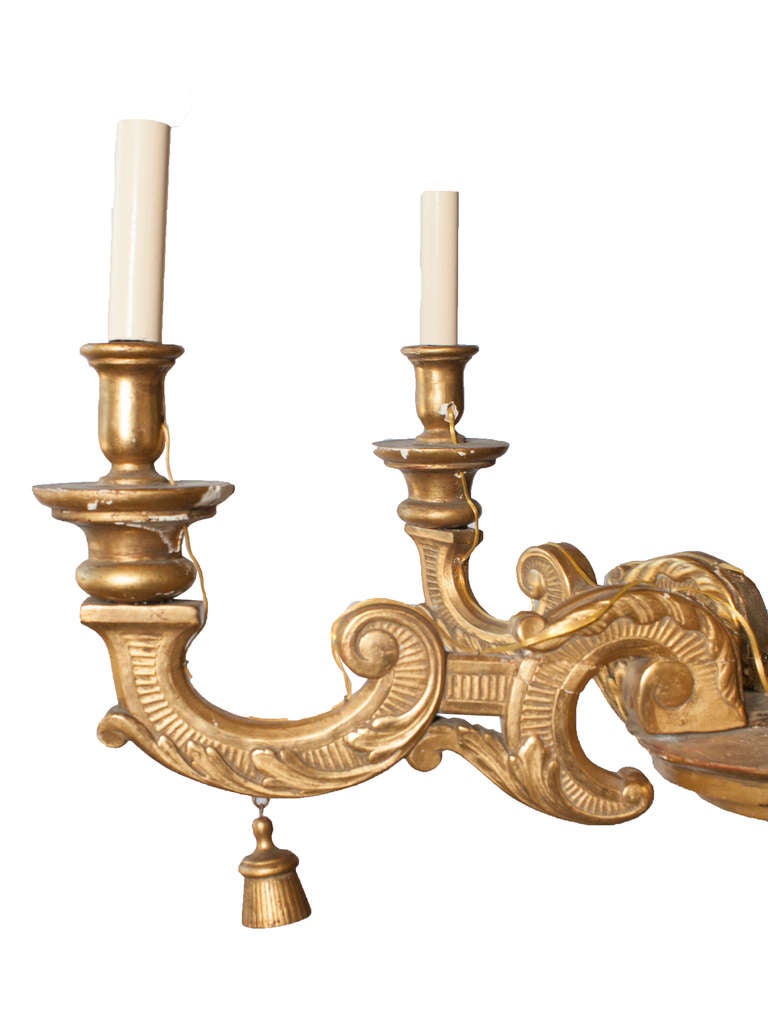 A Gilt Carved Wood Six Arm Chandelier