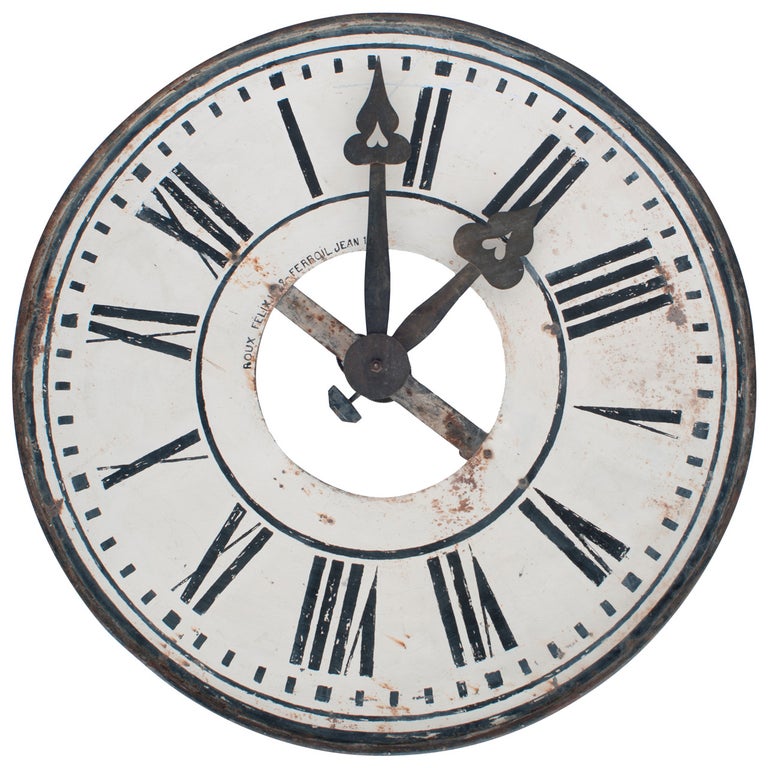 Large Clock Face with Original Hands at 1stDibs