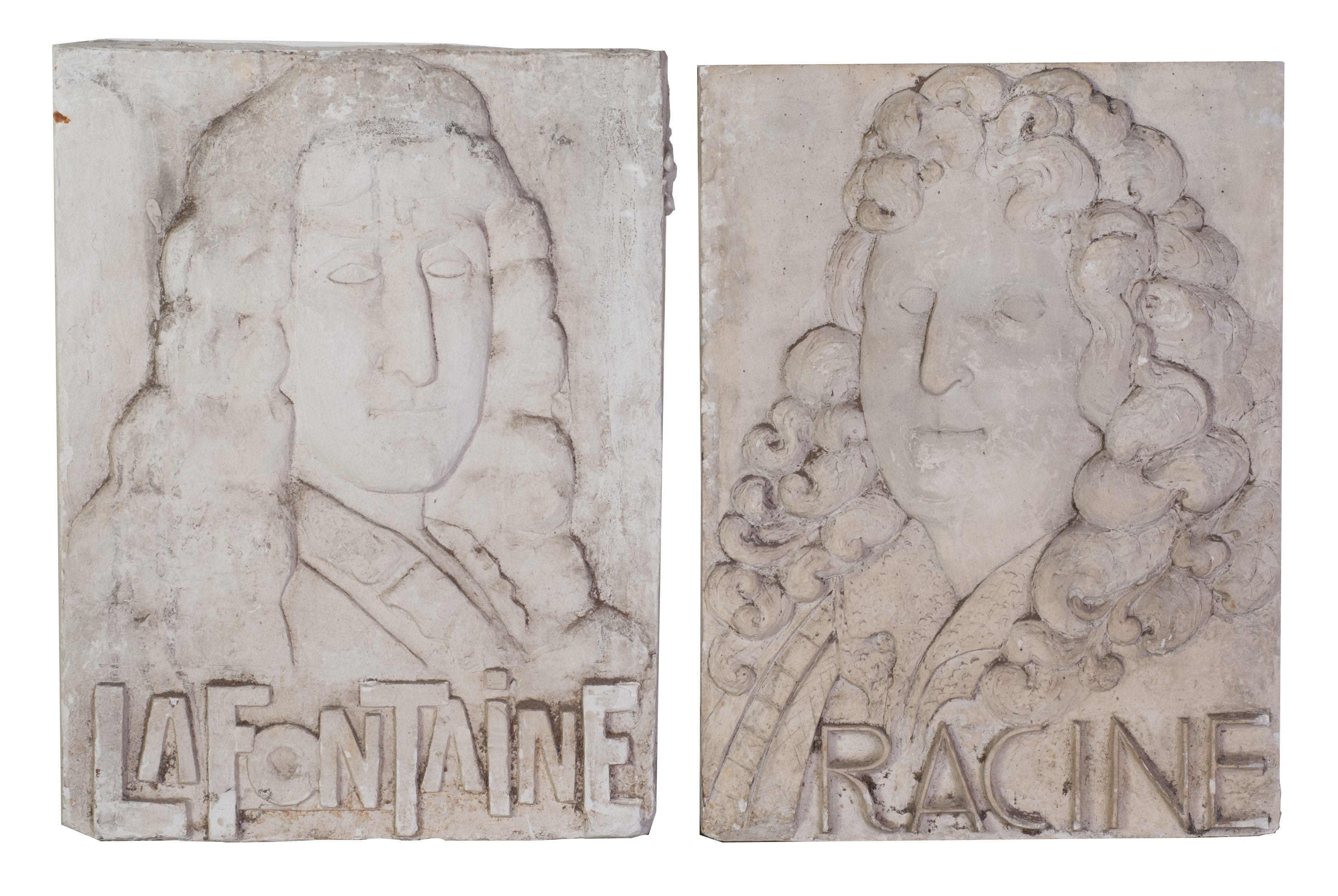 A Pair of Plaster Bas Reliefs of French Philosophers