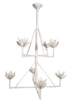 White Painted Cast Iron Chandelier