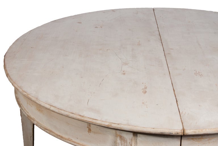 Gustavian Pair of Large Painted Demi Lune Tables