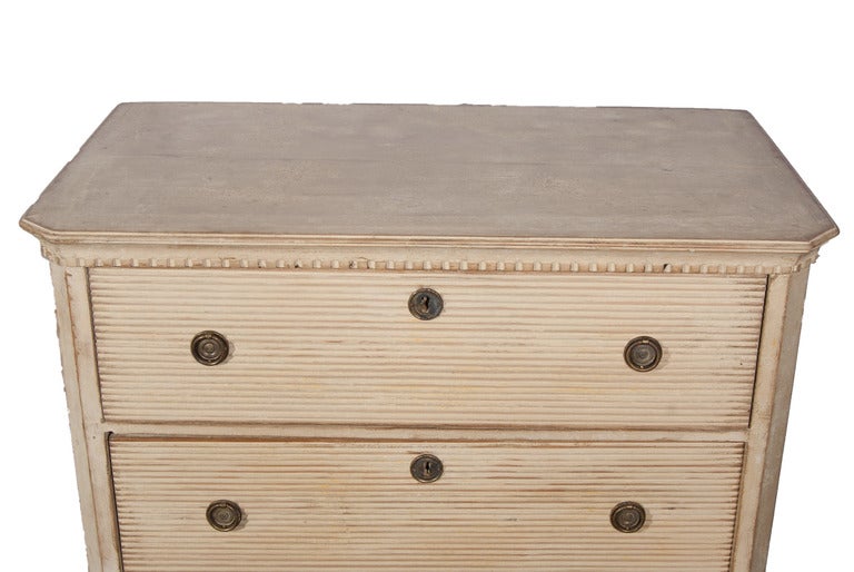 A Bleached/Painted Gustavian Commode with Reeded Front