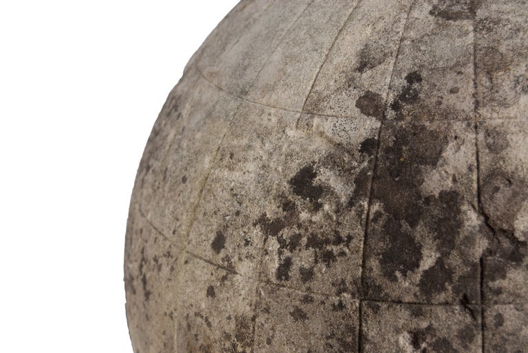 Stone Globe on a Steel Base In Distressed Condition In Washington, DC